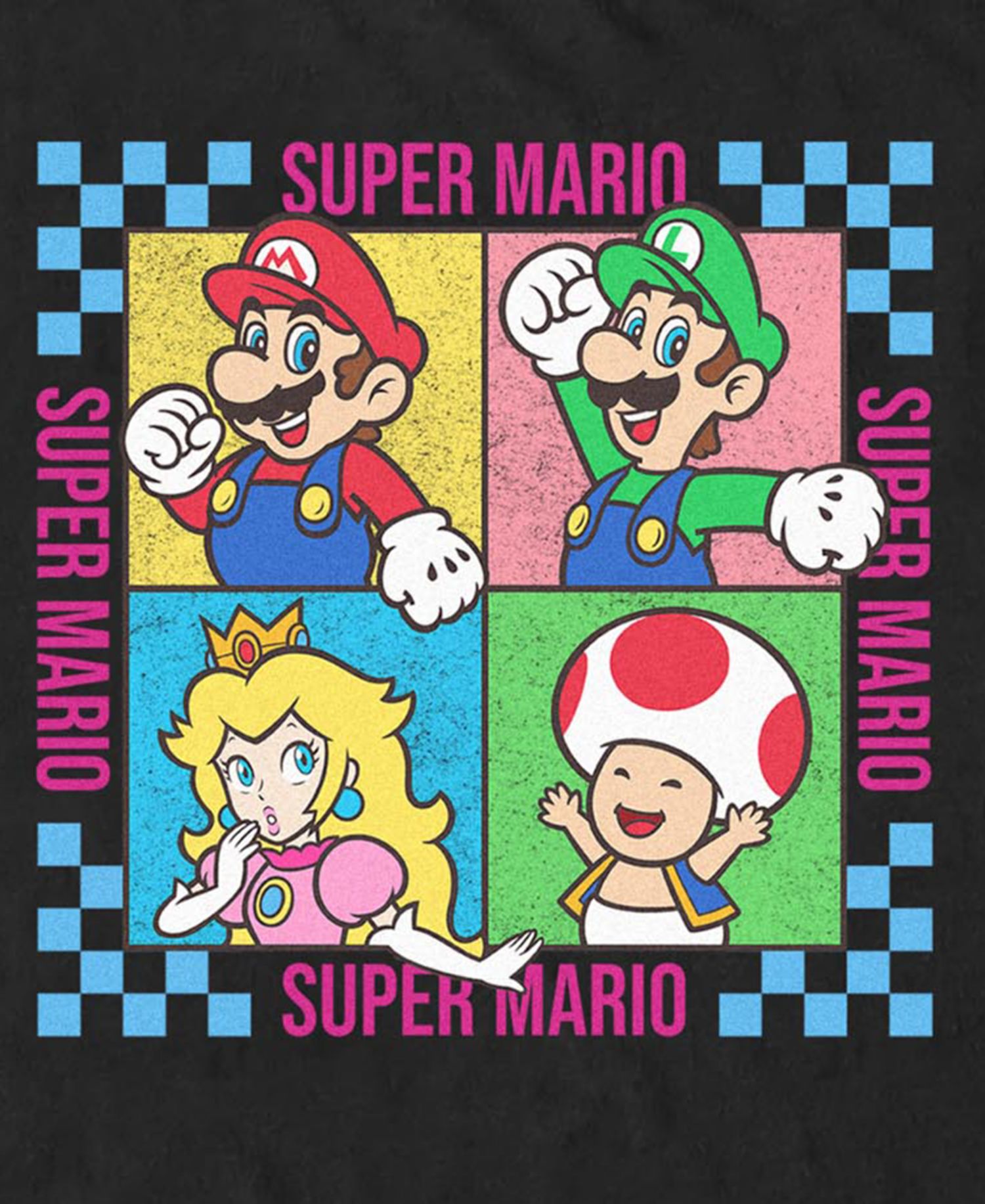 Men's Nintendo Mario Group Four Square T-Shirt