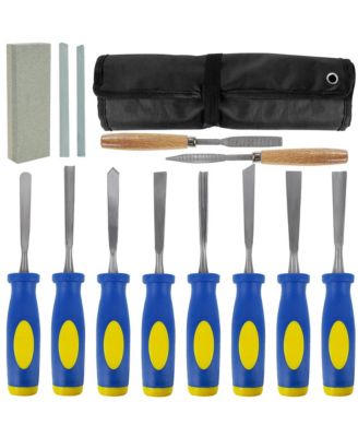 Wood Chisel Set Carving Tools Canvas Bag Rasps Stones