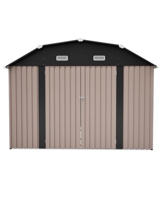 10' x 12' Metal Outdoor Storage Shed with Floor Frame Kit Tool Shed Heavy Duty