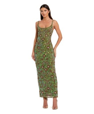 Petite Sleeveless Hand Beaded Floral Midi Dress