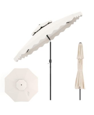 9 feet Patio Umbrella with Push Button Tilt Crank Lift and Vented Double Top