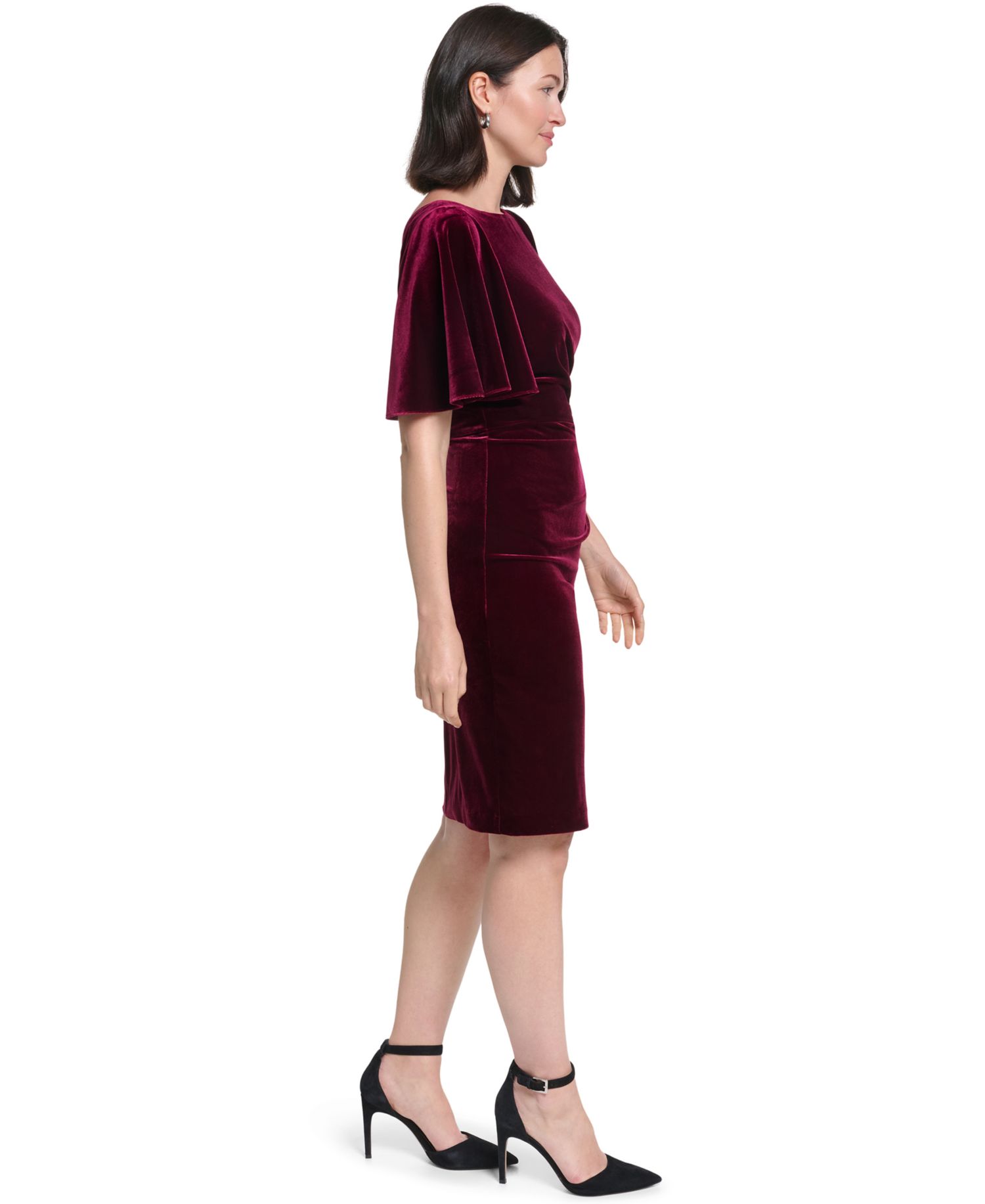 Petite Boat Neck Velvet Dress
