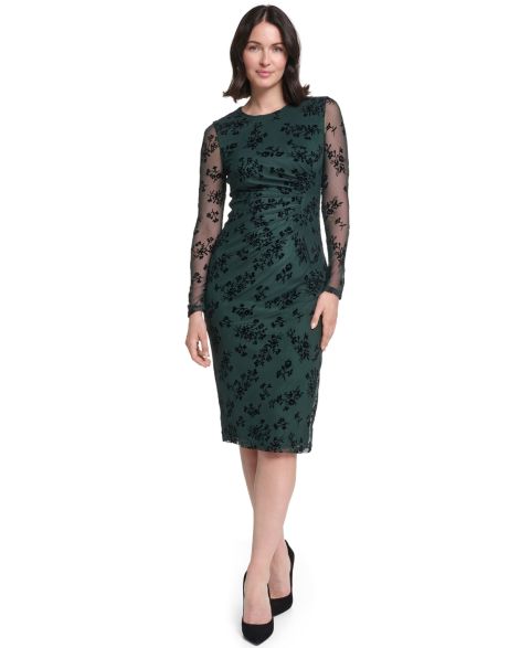 Женское платье Jessica Howard Crew Neck Midi, цвет: Тёмно-зелёный
