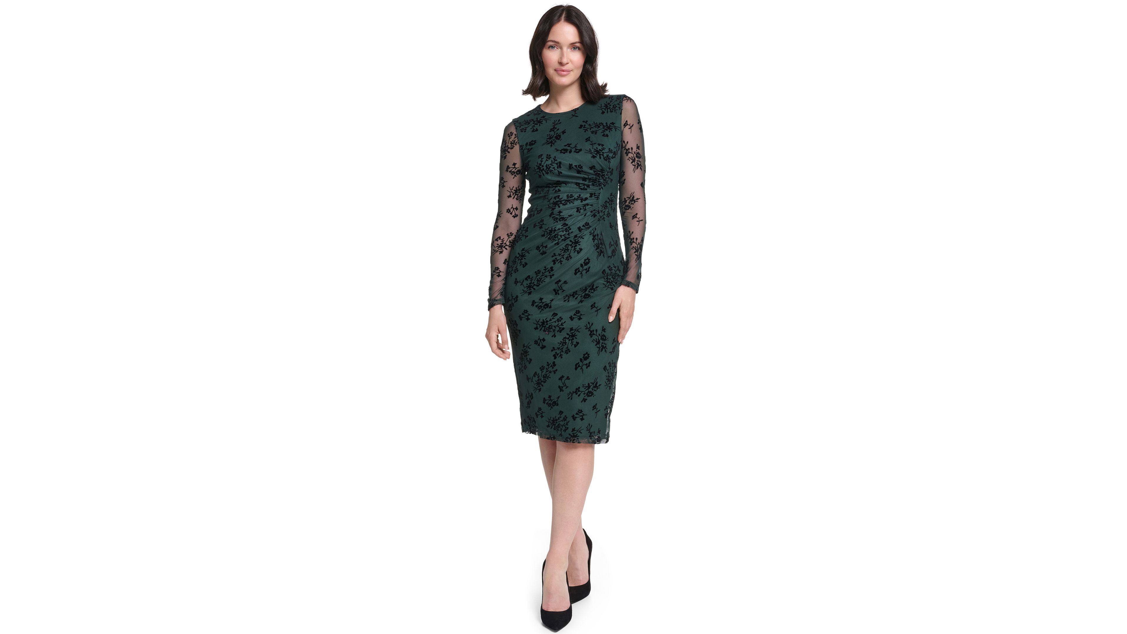 Jessica Howard Womens Crew Neck Midi Dress