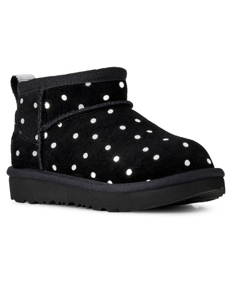 Ботинки UGG Classic Ultra Mini Shiny Dots Zipper для девочек, цвет: Чёрный