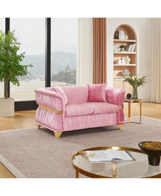 61.8" Modern Velvet Loveseat Sofa with 2 Pillows