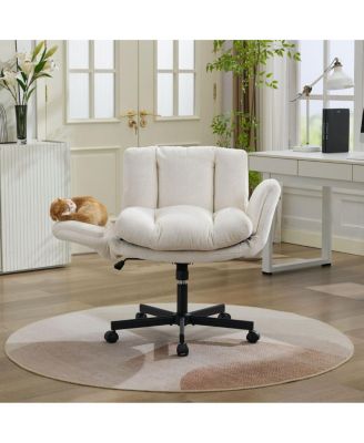 Modern Chenille Swivel Office Chair with Adjustable Armrests