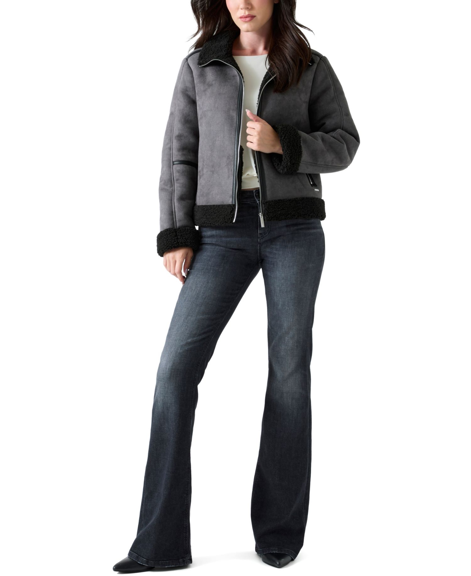 Women's Faux Shearling Zip Up Jacket