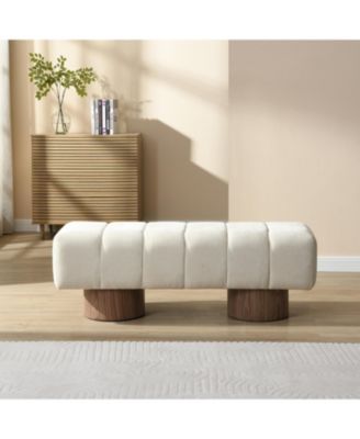 Chenille Upholstered Dining Bench, Fully Assembled 300lbs Capacity