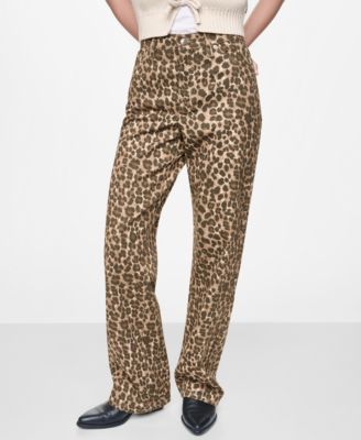 Women's Animal Print Mid-Rise Straight-Leg Jeans