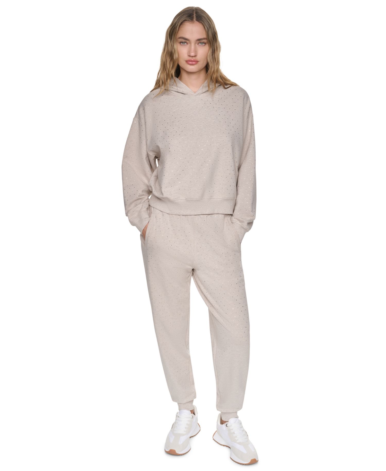 Women's High-Rise Rhinestone Pull-On Jogger Pants
