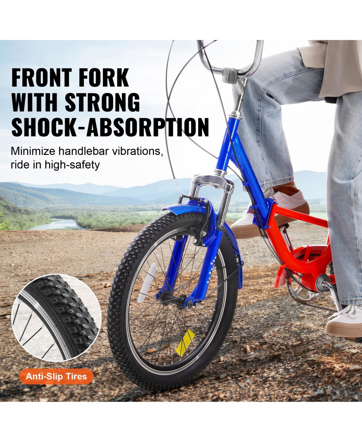 Vevor Folding Adult Tricycle 7-Speed Adult 3 Wheel Trikes Carbon Steel