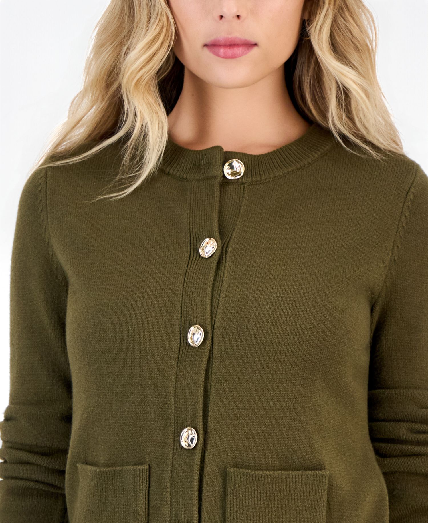 Petite Long-Sleeve Button-Front Cardigan