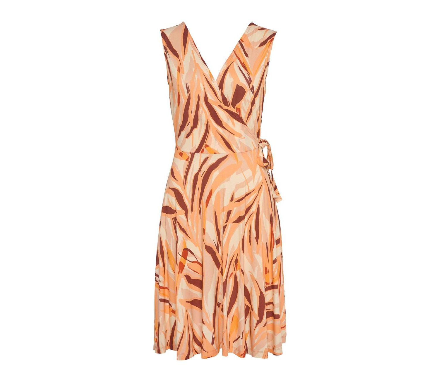 Women's Viscose Printed Look Wrap V-Neck Mix-and-Match Short Dress