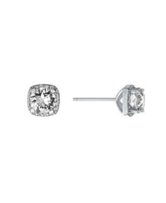 6mm Round Crystal with Cubic Zirconia Halo Stud Earrings