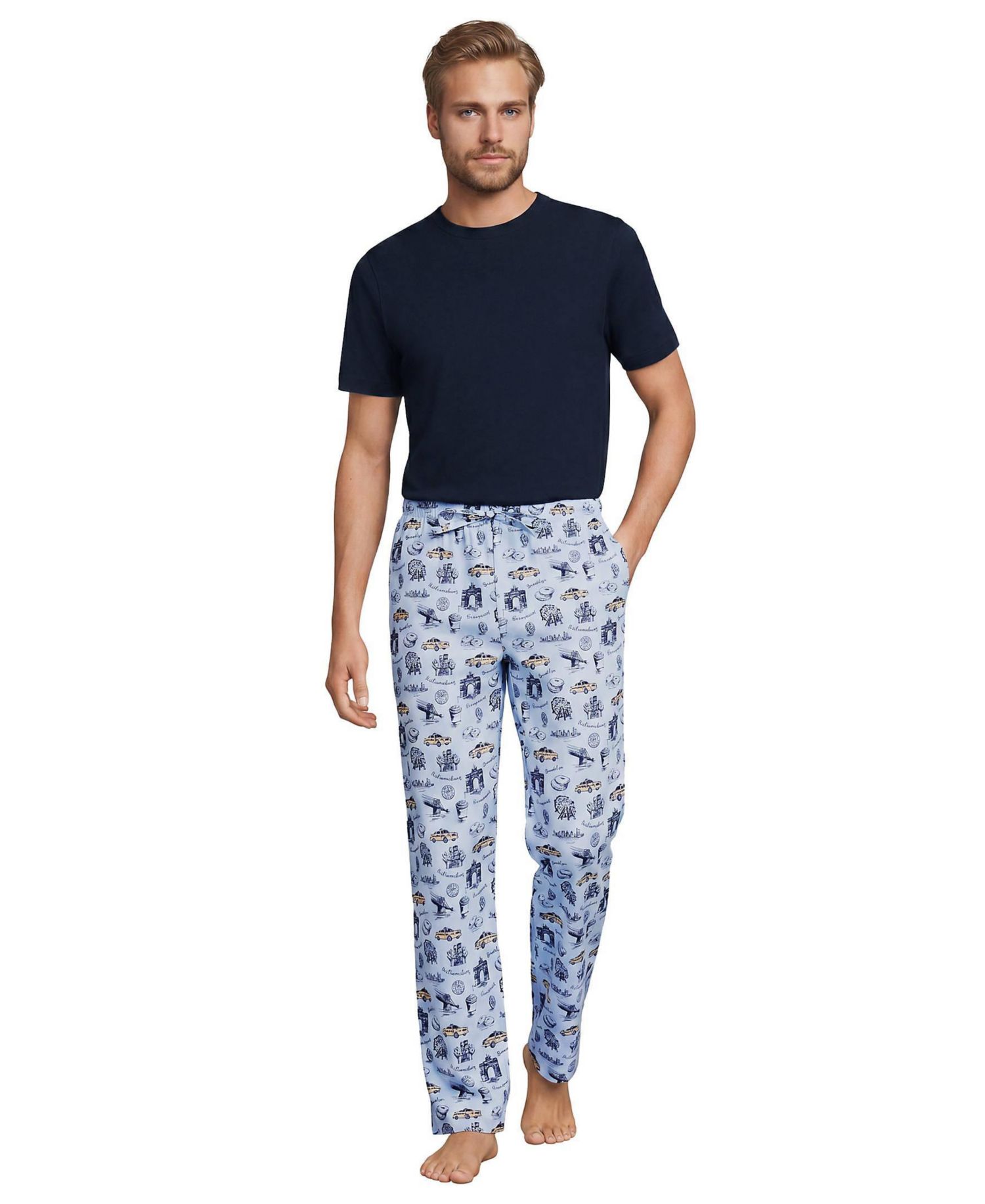 Men's Short Sleeve Essential Knit Tee and Poplin Pant Set