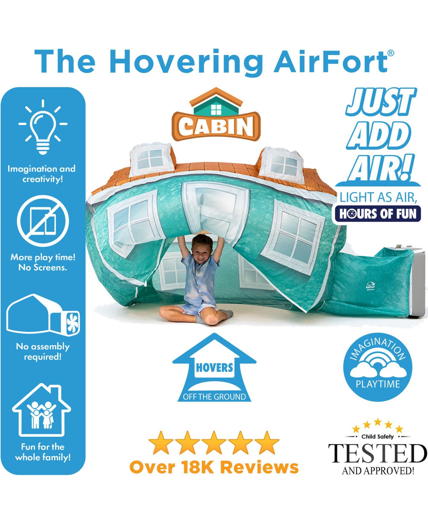 Детская игрушка AIR FORT Quick-Inflate Play Tent, Ages 3+, цвет: Cabin — фото 3
