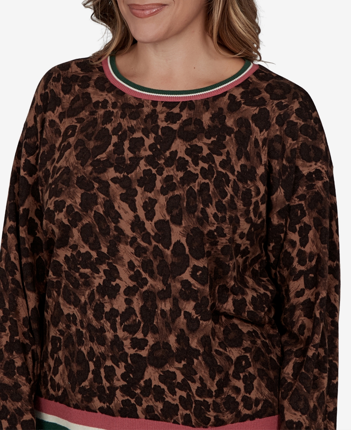 Ruby Rd. Plus Cheetah Print Knit Sweater