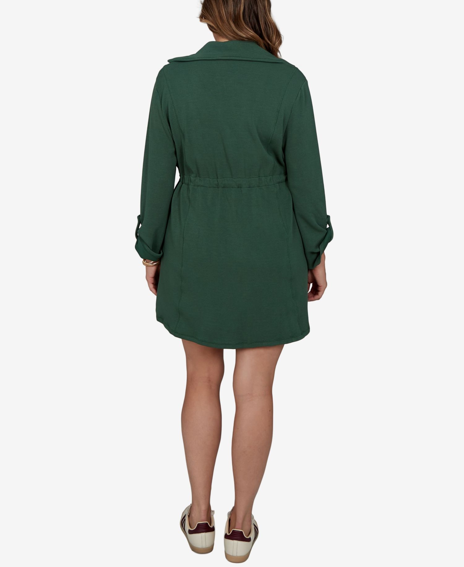 Plus Size Stripe Trim Drawstring Waist Dress