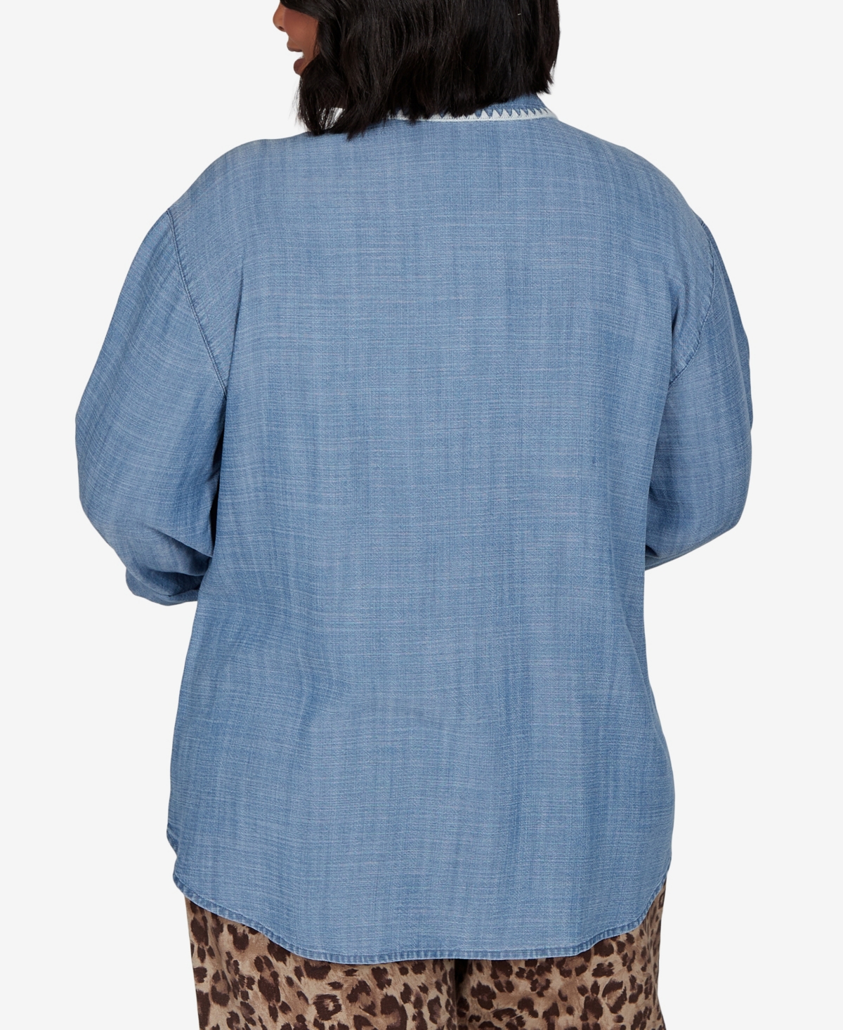 Ruby Rd. Plus Crochet Trim Soft Button Front Top