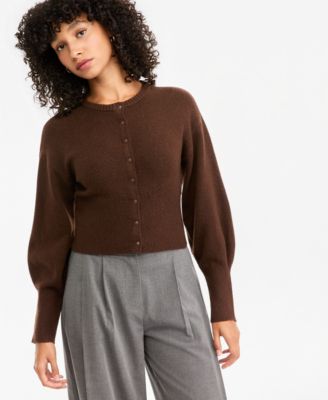 Women's Sculpted Crewneck Long-Sleeve Cardigan