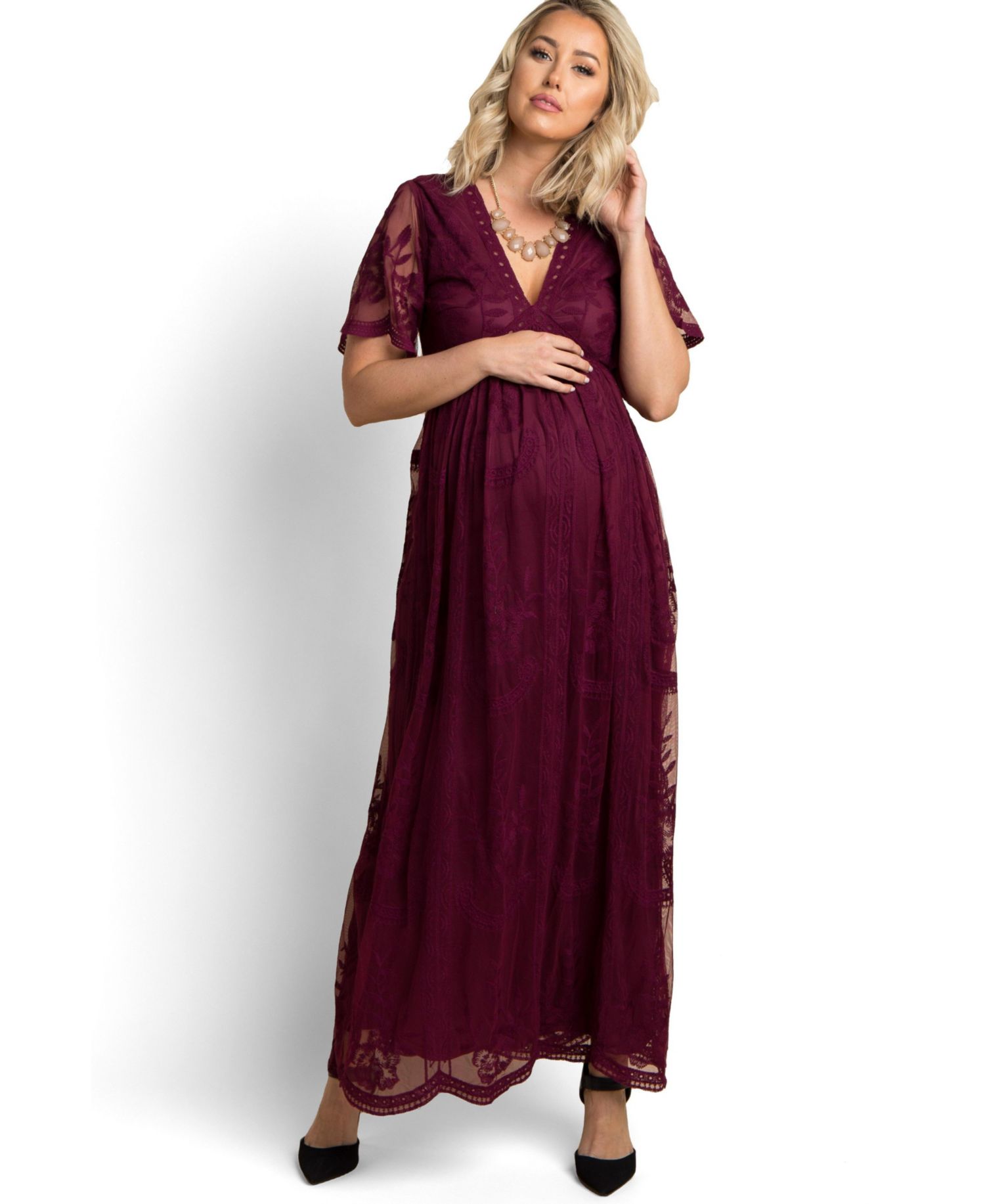 Women's Sage Lace Mesh Overlay Maxi Dress