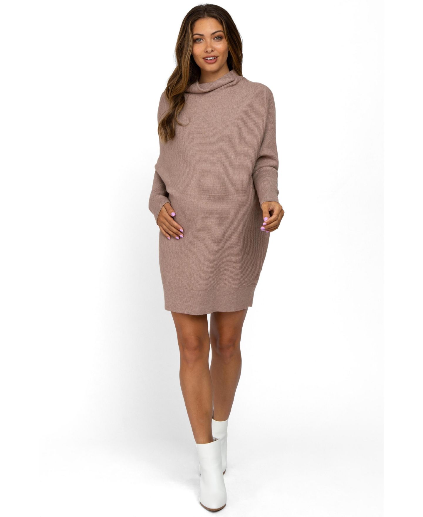 Женское платье Pinkblush Taupe Funnel Neck Dolman Sleeve Mini, цвет: Серо-коричневый — фото 1