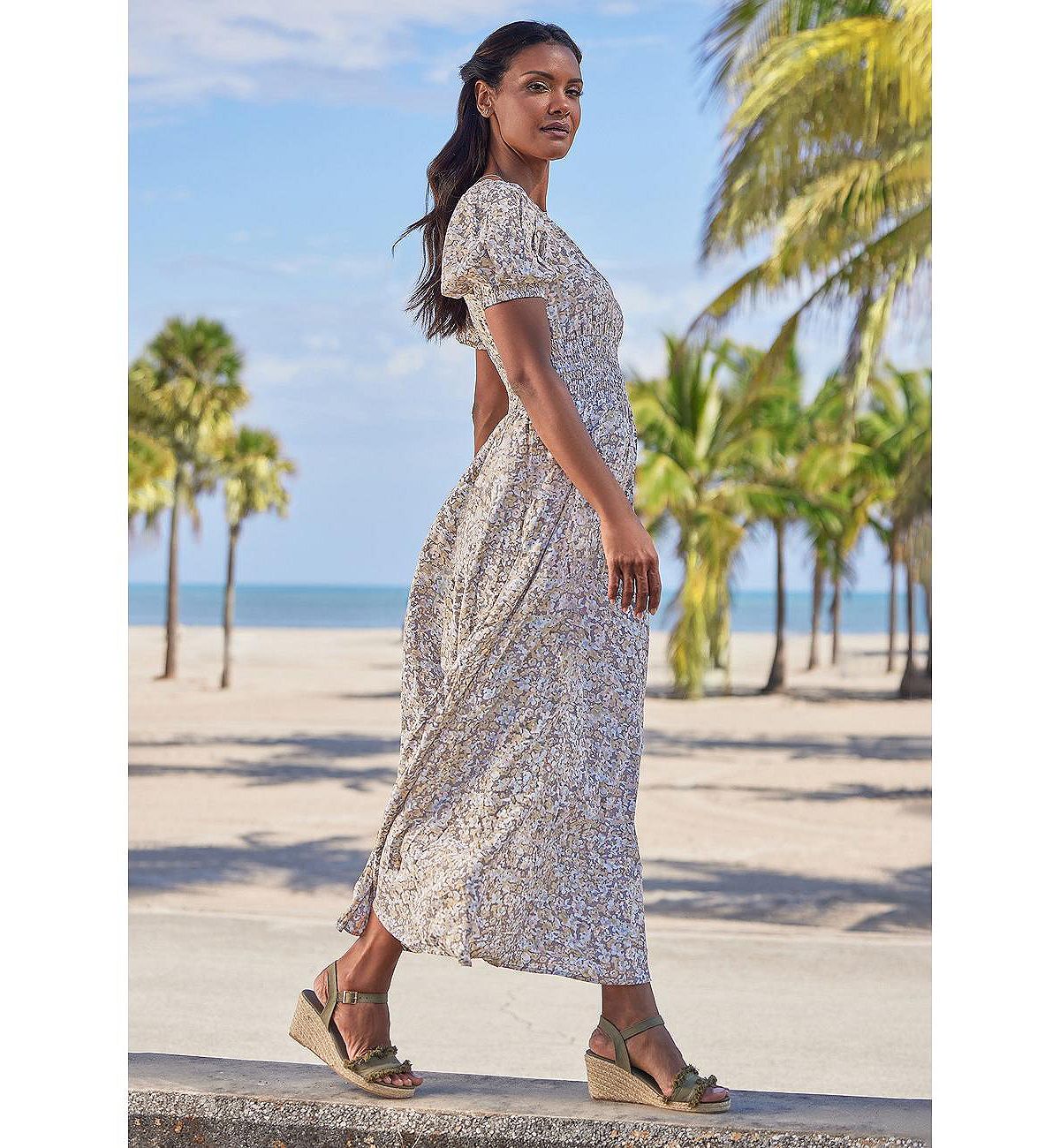 LASCANA Women's Floral Print Maxi Dress view 3 — MAYCSS fashion products
