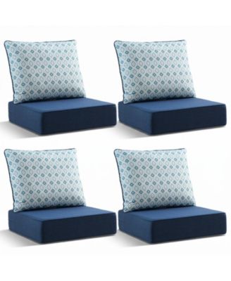 6" Thicker Outdoor Chair Cushion Set - 22 x 24 Waterproof Patio Furniture Cushions with Removable Cover
