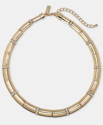 Pav&eacute; & Tubular Beaded Collar Necklace, 16" + 3" extender