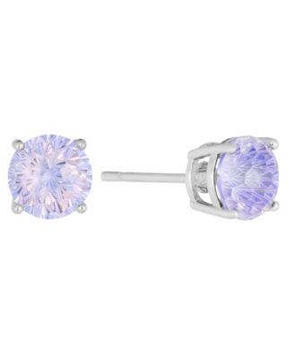 Sterling Silver Cubic Zirconia Solitaire Stud Earrings