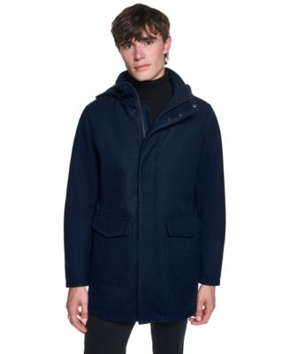 Men's Patch Pockets Stadium Hooded Coat 