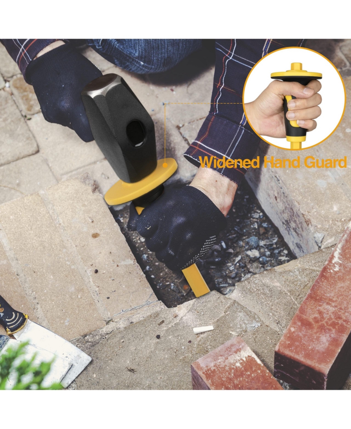 Xdovet Sledge Hammer Flat Chisel Hand Protection Masonry Drilling Anti-slip Handle