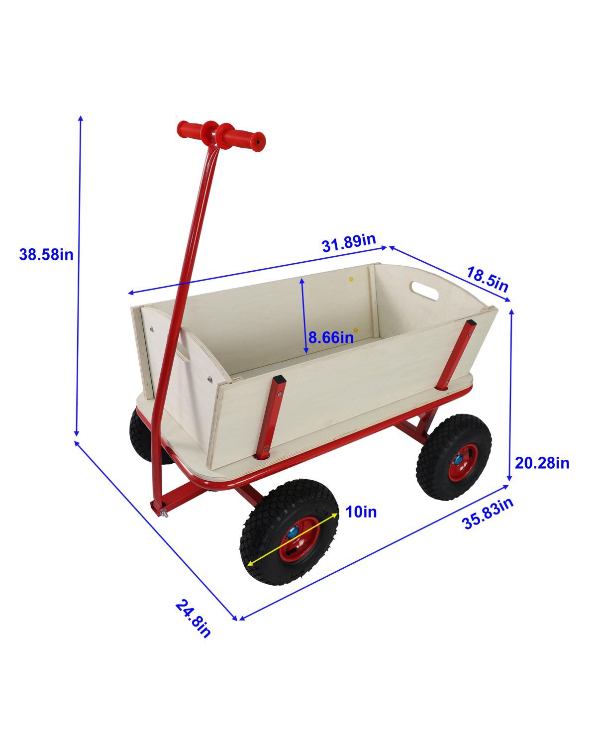 Streamdale Furniture Wooden 4-Wheel Kids' Outdoor Stroller, 260LBS Capacity