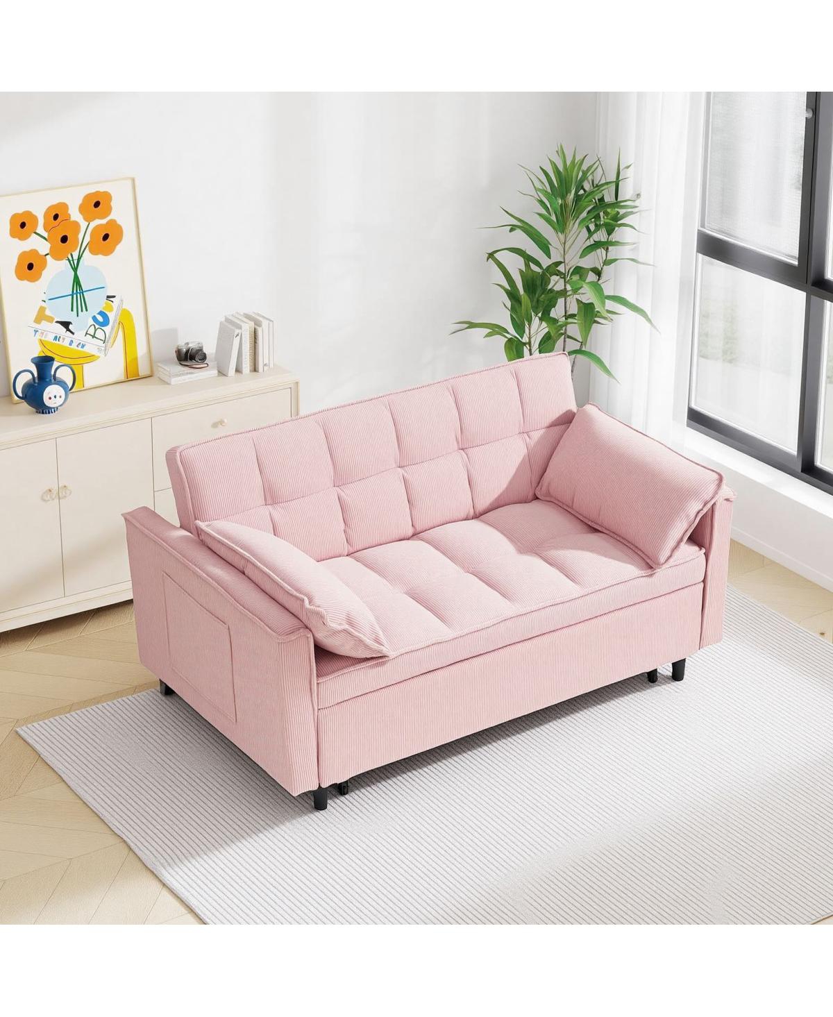 Streamdale Furniture Corduroy Modular Sleeper Sofa with Pull Out Bed