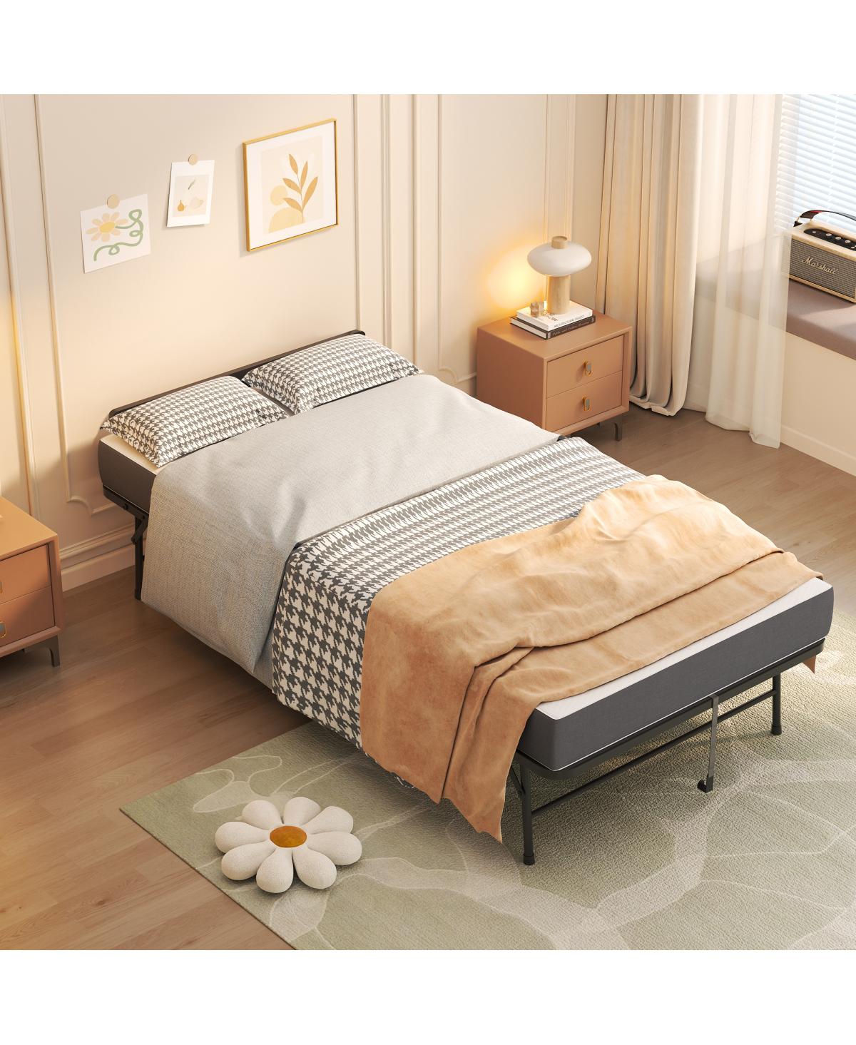 Streamdale Furniture 75" x 38" Folding Memory Foam Guest Bed with Adjustable Headboard and Wheels