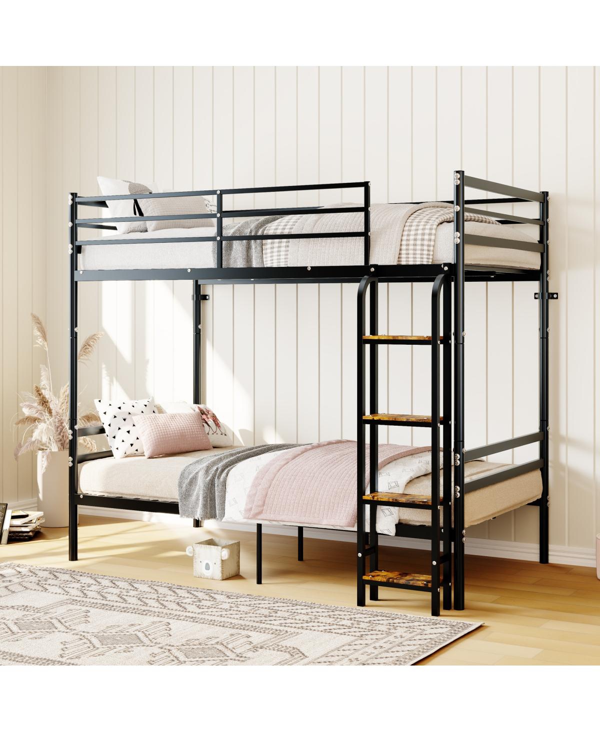 Streamdale Furniture Twin Over Twin Metal Bunk Bed with Ladder, Space Saving
