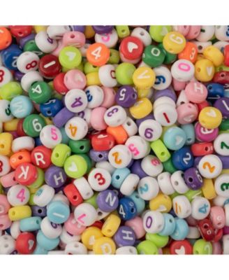 4x7mm  Plastic Round Alphabet Craft Beads, 72g