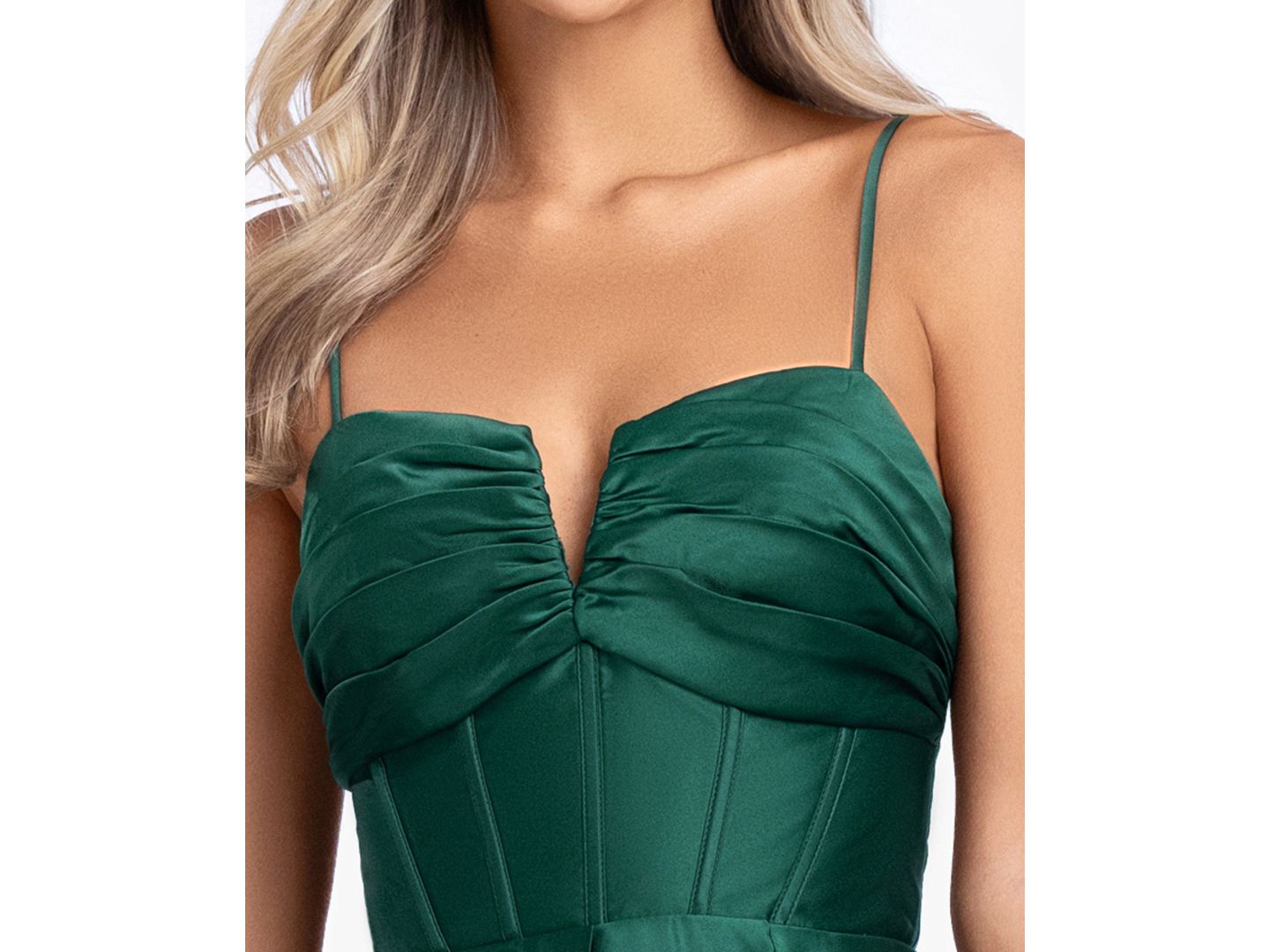 Женское платье Blondie Nites Juniors' Lamour Party A-Line Short, цвет: Тёмно-зелёный — фото 4