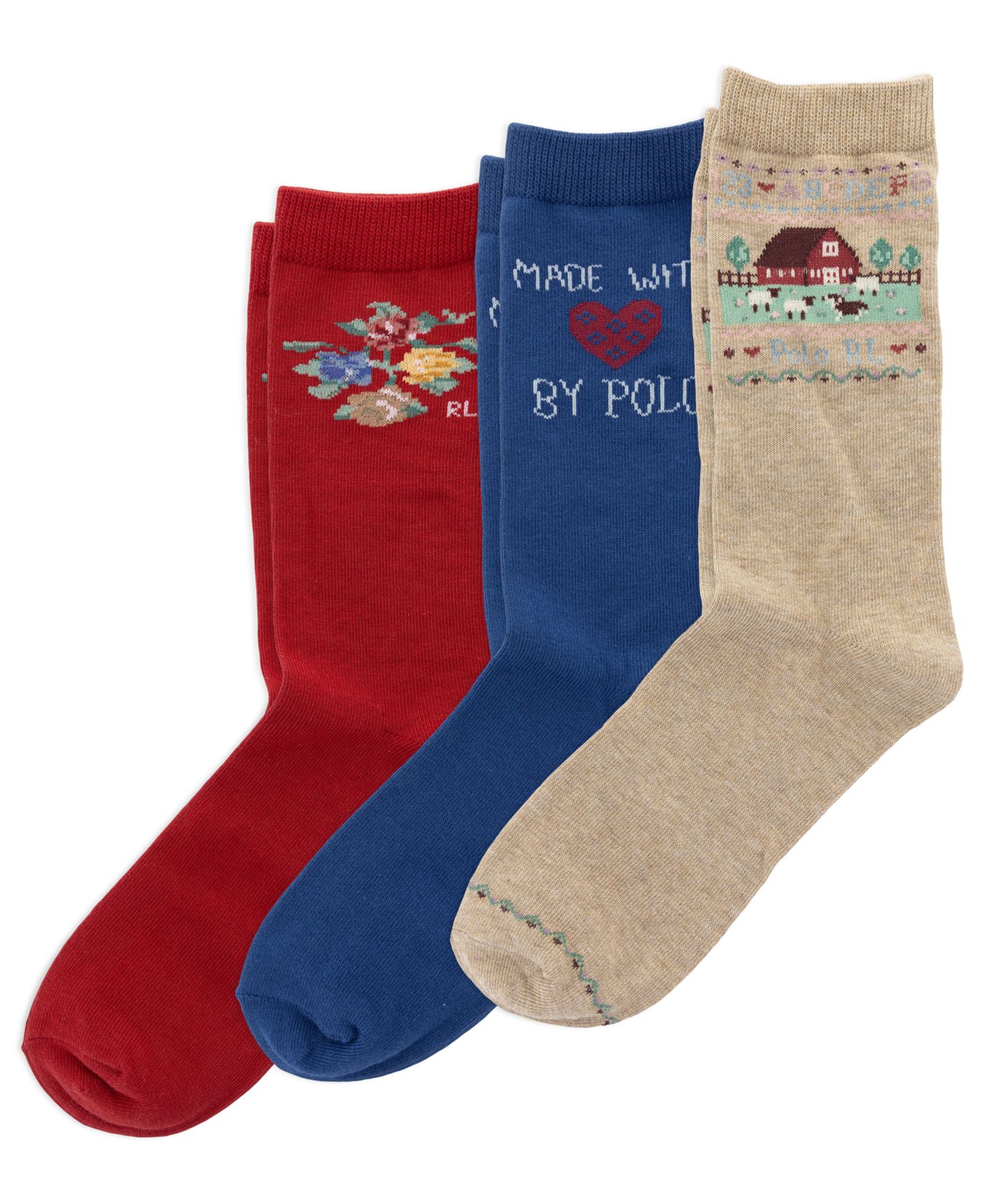 Носки Sample для девочек, 3 шт. — Polo Ralph Lauren, цвет: Средний бежевый — фото 1