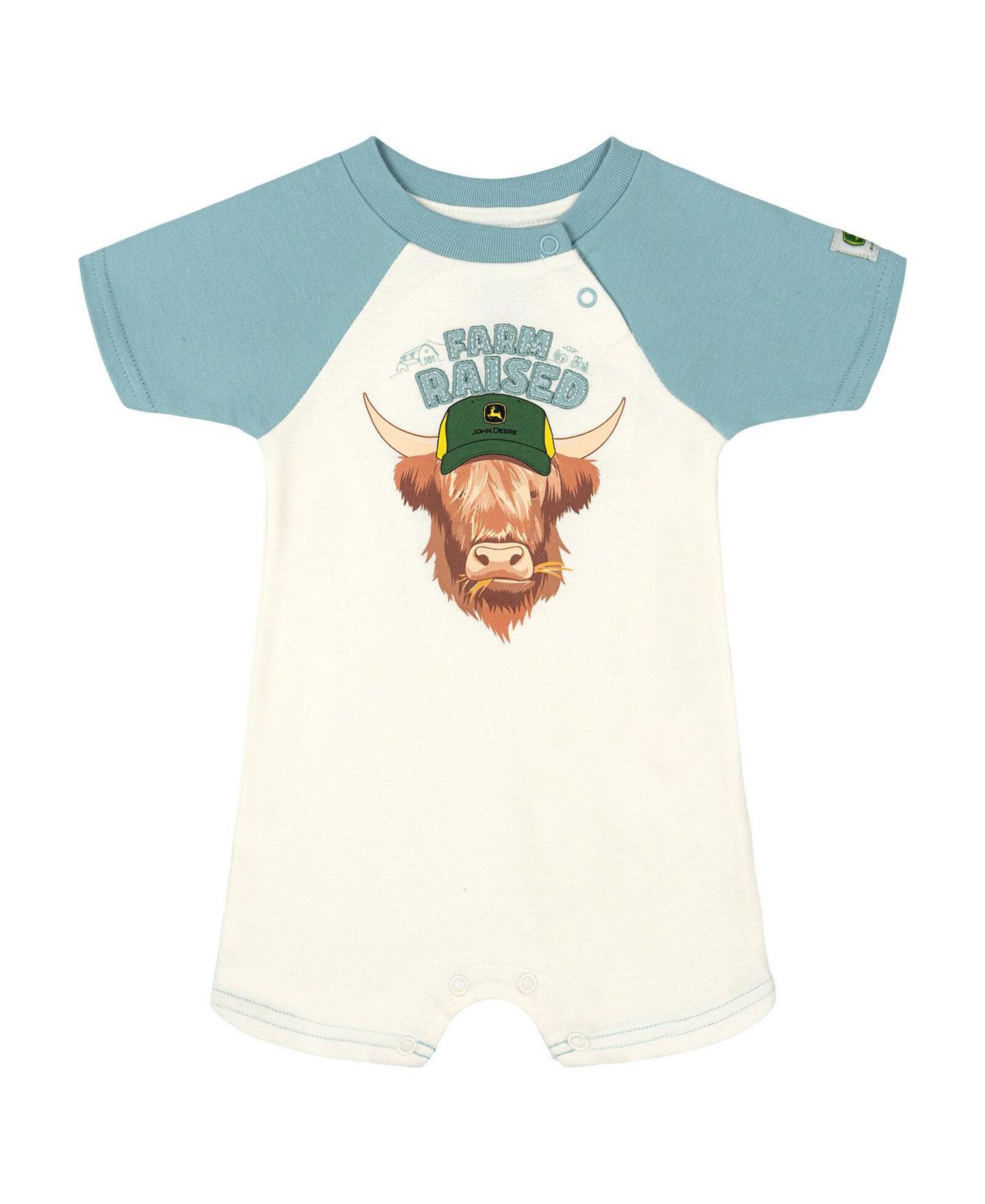 Комбинезон John Deere ( new born to 24 M) One Piece Short Sleeve Romper для мальчиков-малышей, цвет: Слоновая кость синий — фото 1