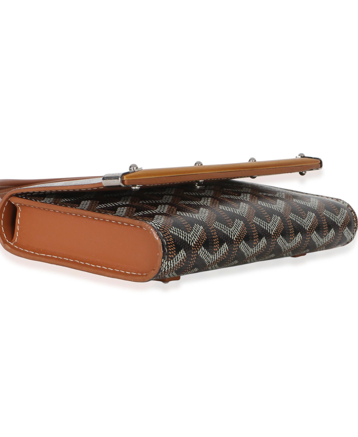 Pre-Owned Goyard Gold Black Goyardine Monte Carlo Mini Clutch