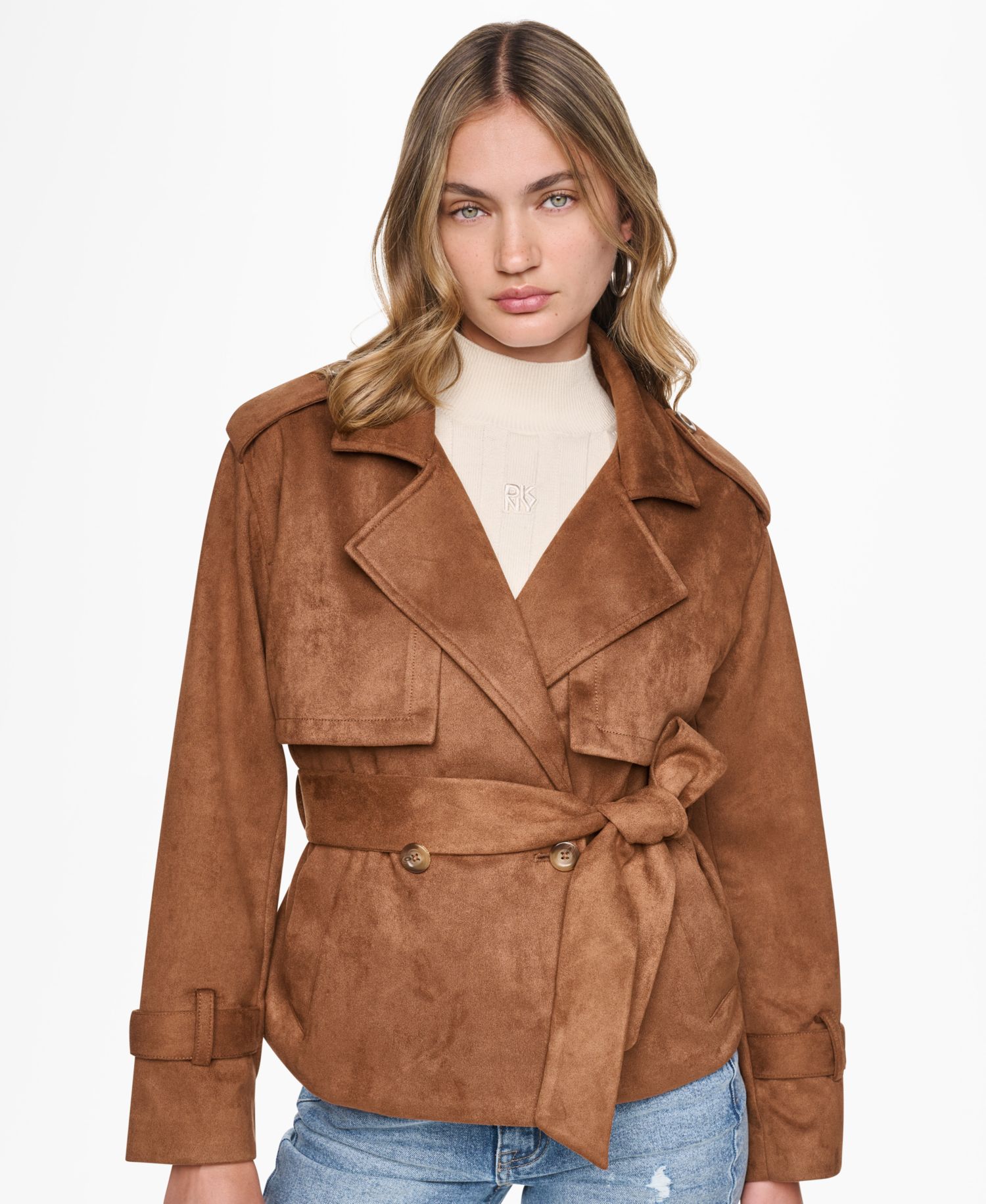 Women's Faux Suede Short Trench Jacket
