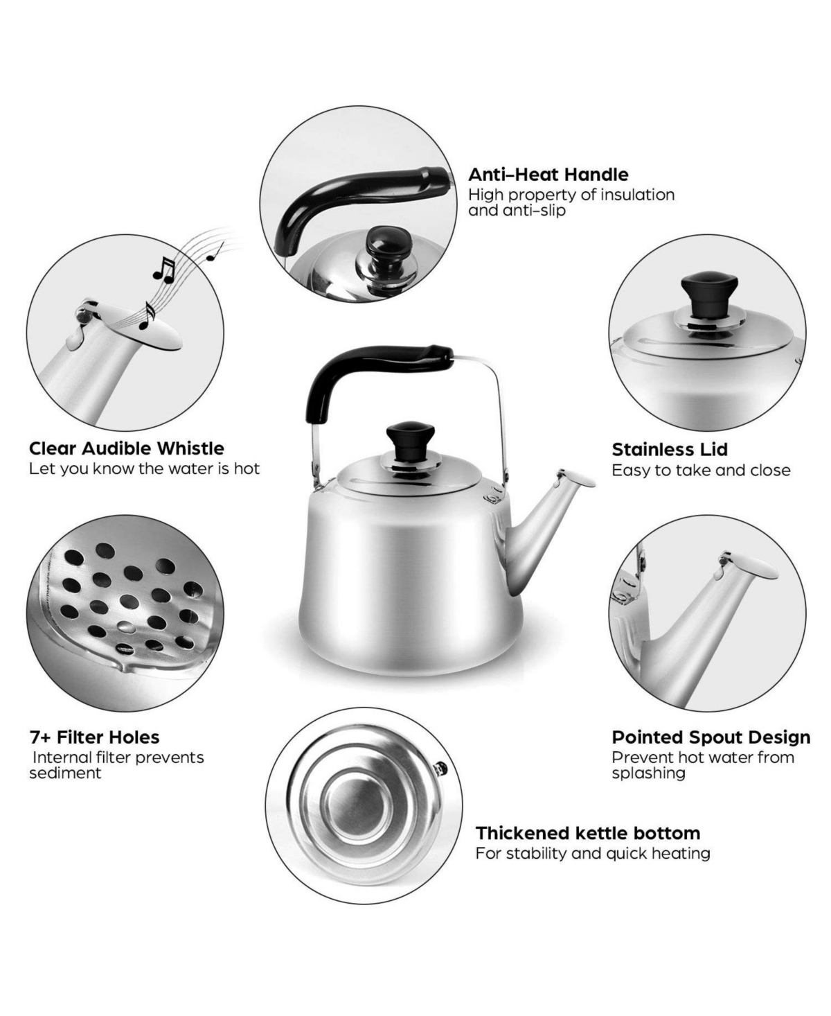 Piscifun 3.8 Quart Camping Tea Kettle Set With 4 Cups Stainless Steel Camp Pot For Outdoor Indoor Use