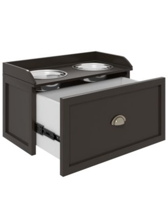 Raised Dog Bowl Feeding Station with Hidden Storage Drawer Cabinet