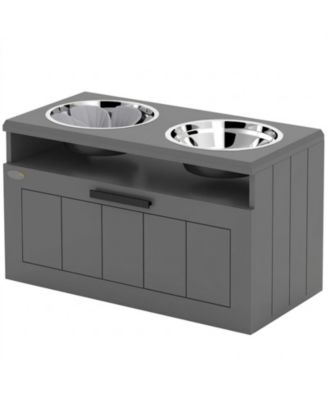 Large Breed Elevated Dog Bowls Stand with Slow Feeder and Storage Drawer