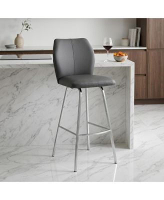 26" Faux Leather and Iron Counter Height Bar Chair