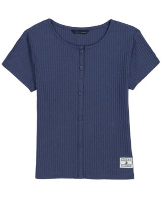 Girls' 7-16 Pointelle Rib 55 Short-Sleeve T-Shirt