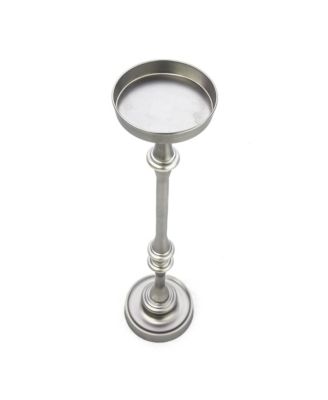 Brushed Silver Finish Drink Size Accent Table