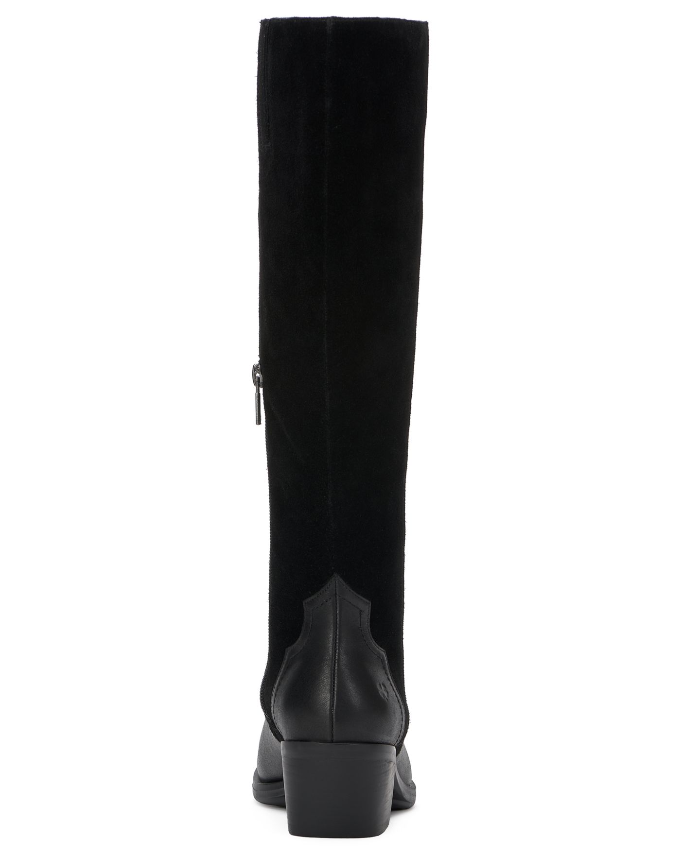 Женские ботинки Lucky Brand Frahna Almond Toe Stacked Heel Knee, цвет: Чёрный замшевый — фото 3